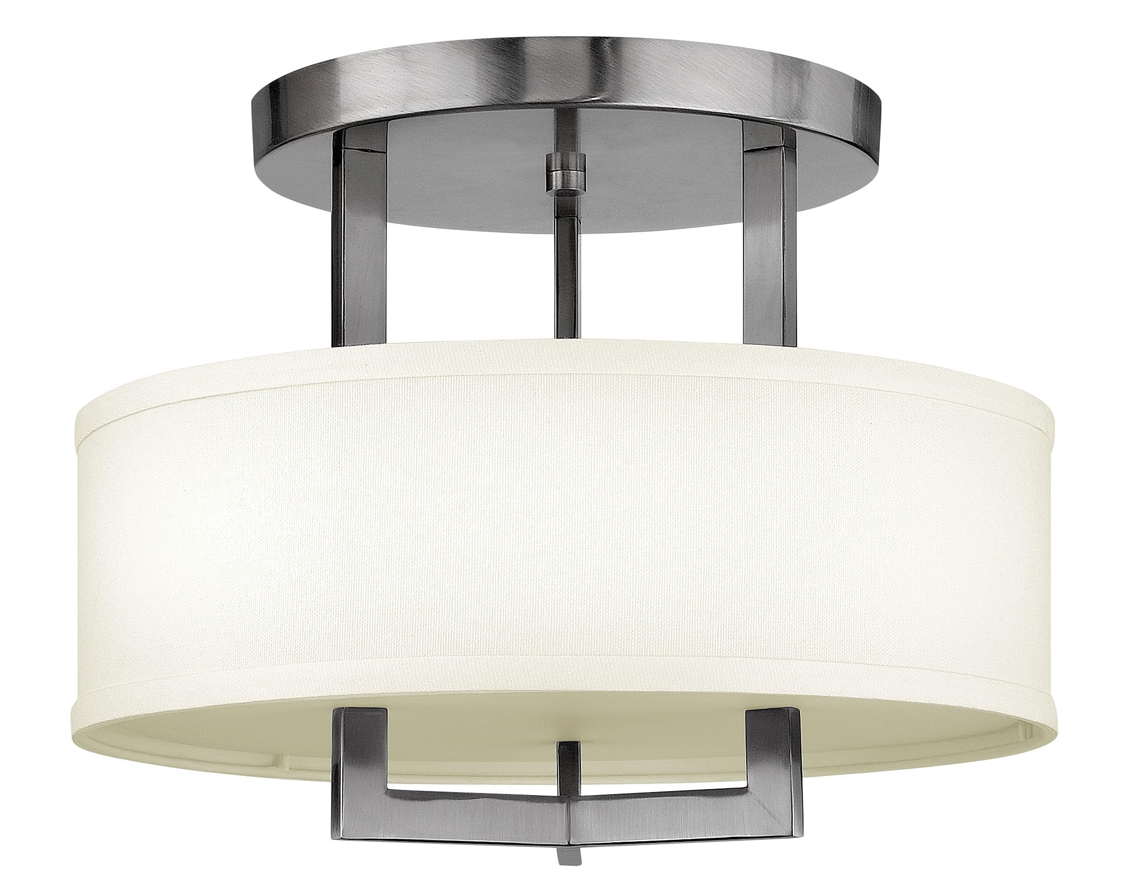 hinkley-hampton-semi-flush-mount-light-antique-nickel-off-white-linen-drum-shade image 8