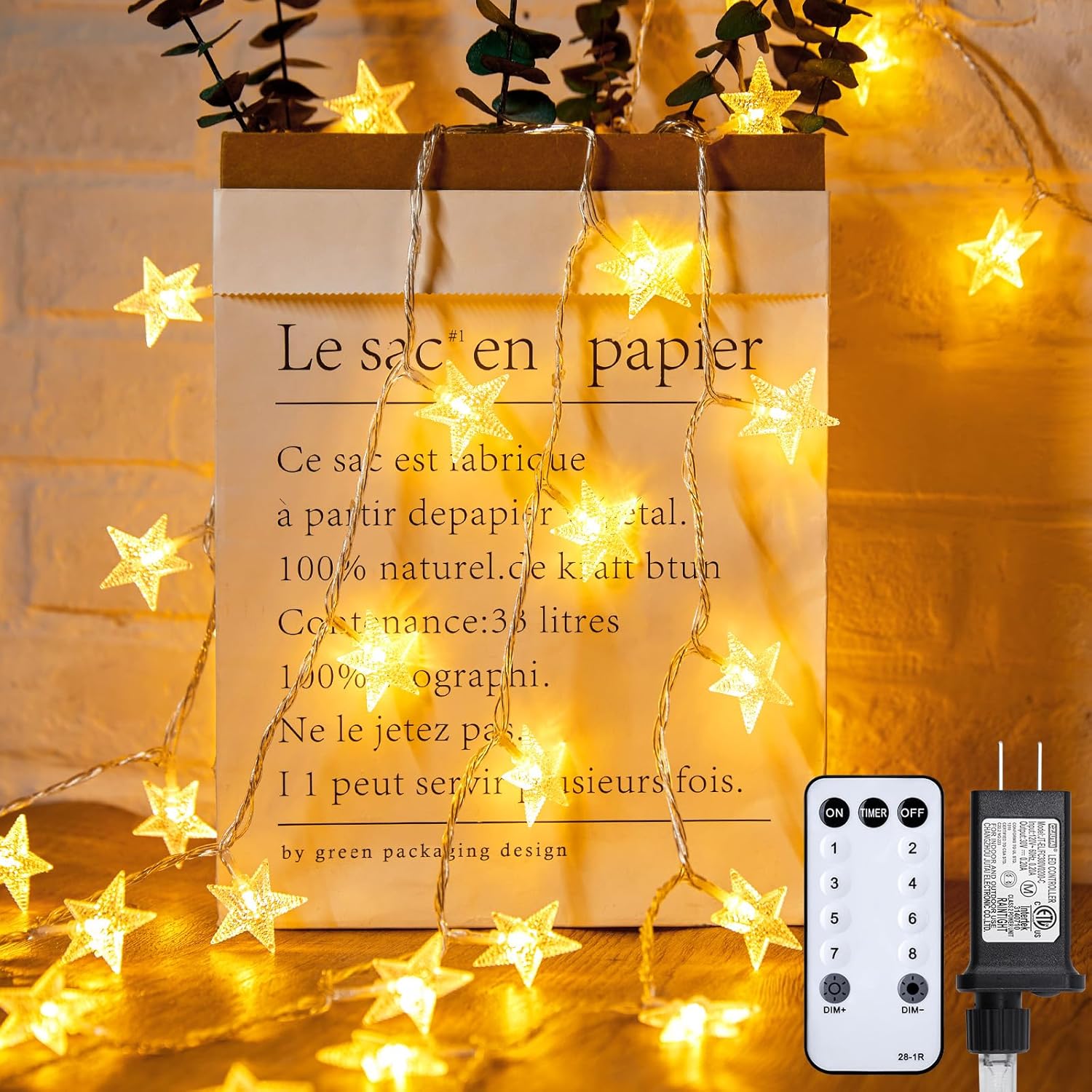 brightown-66ft-plug-in-200-led-warm-white-stars-string-lights-with-remote-for-ho image 1