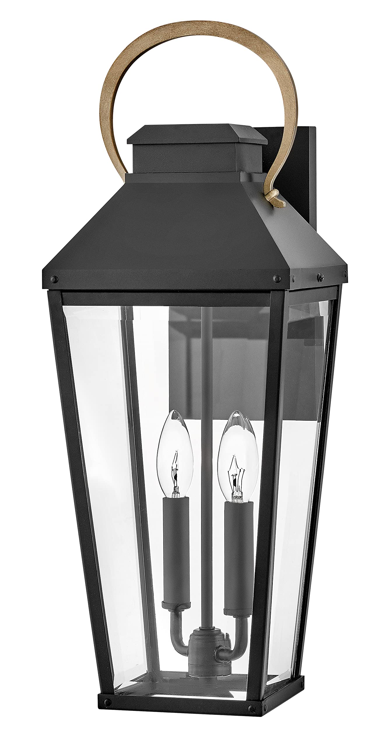 hinkley-dawson-large-wall-mount-outdoor-lantern-aluminum-clear-beveled-glass-tap image 2