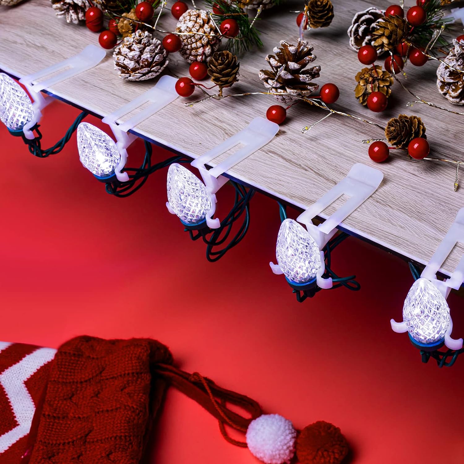 brightown-68ft-100-led-c9-christmas-string-lights-with-quick-clips-pure-white-pl image 6
