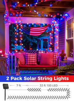 brightown-2-pack-solar-red-white-blue-string-lights-100-led-40ft-each image 2