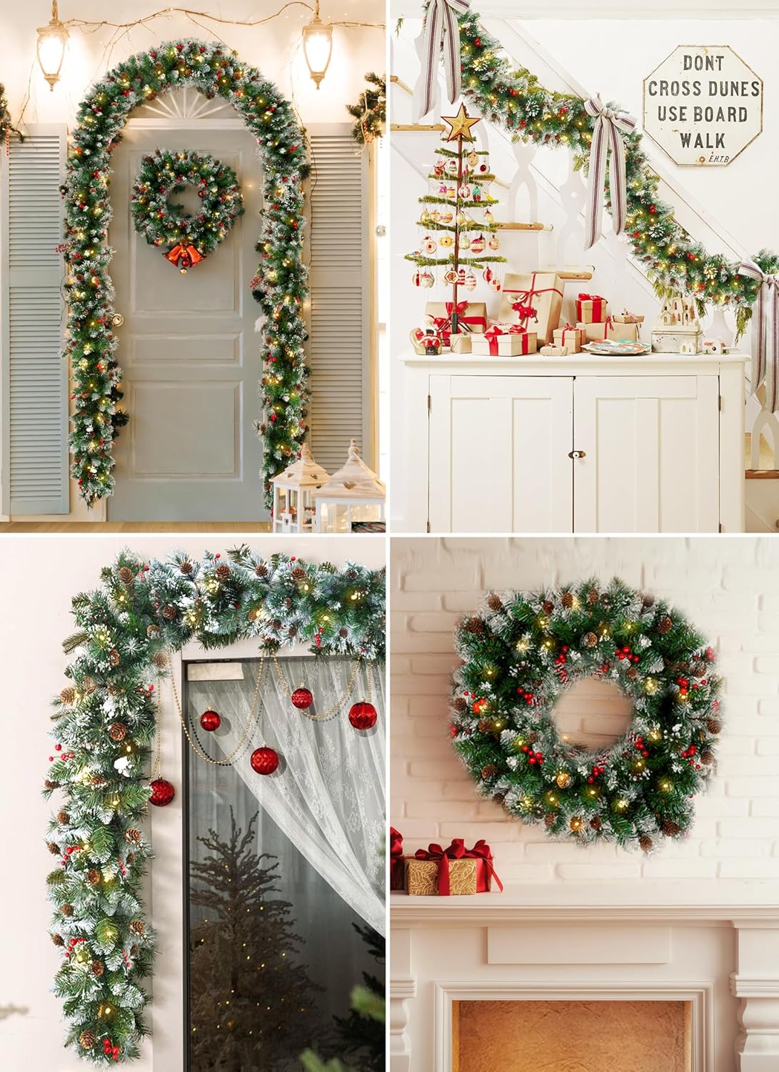brightown-9ft-100-led-battery-operated-christmas-garland-with-lights-pine-cones- image 5