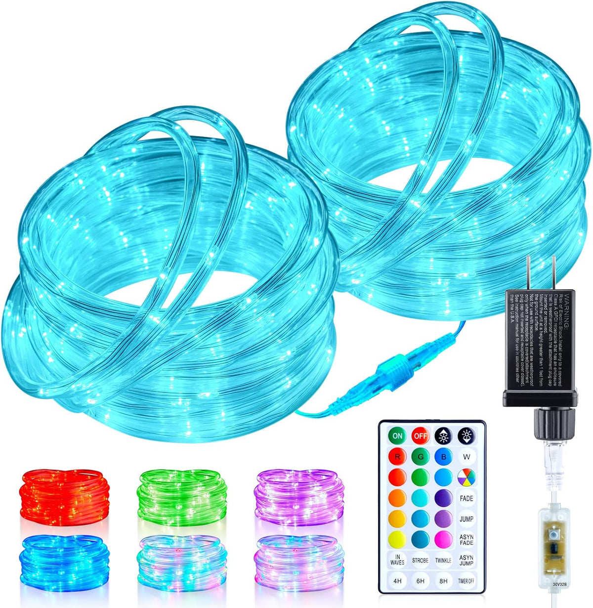brightown-66ft-plug-in-200-led-18-colors-changing-outdoor-string-lights-with-rem image 1