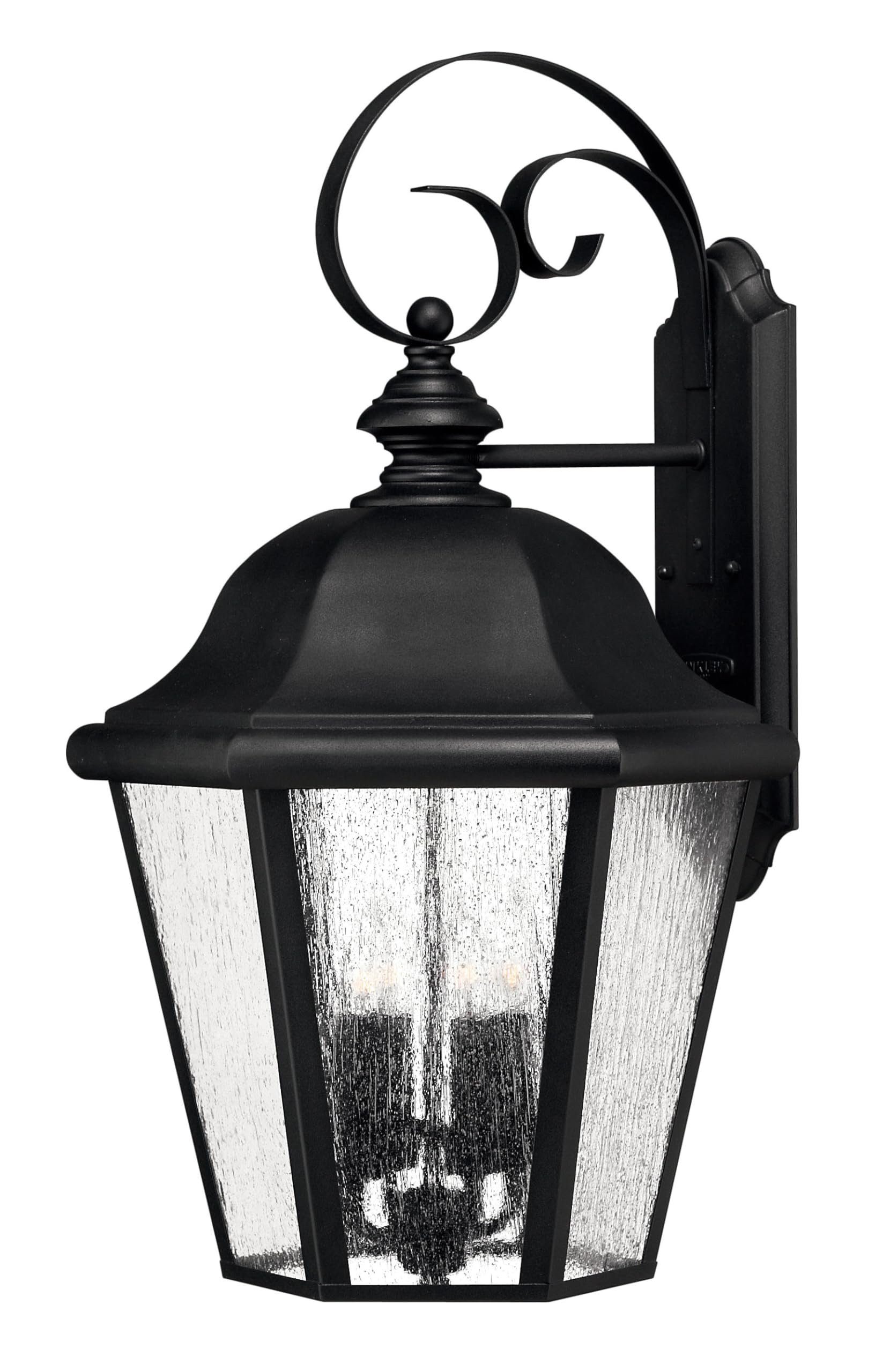 hinkley-edgewater-small-wall-mount-outdoor-lantern-black-clear-seedy-glass image 8