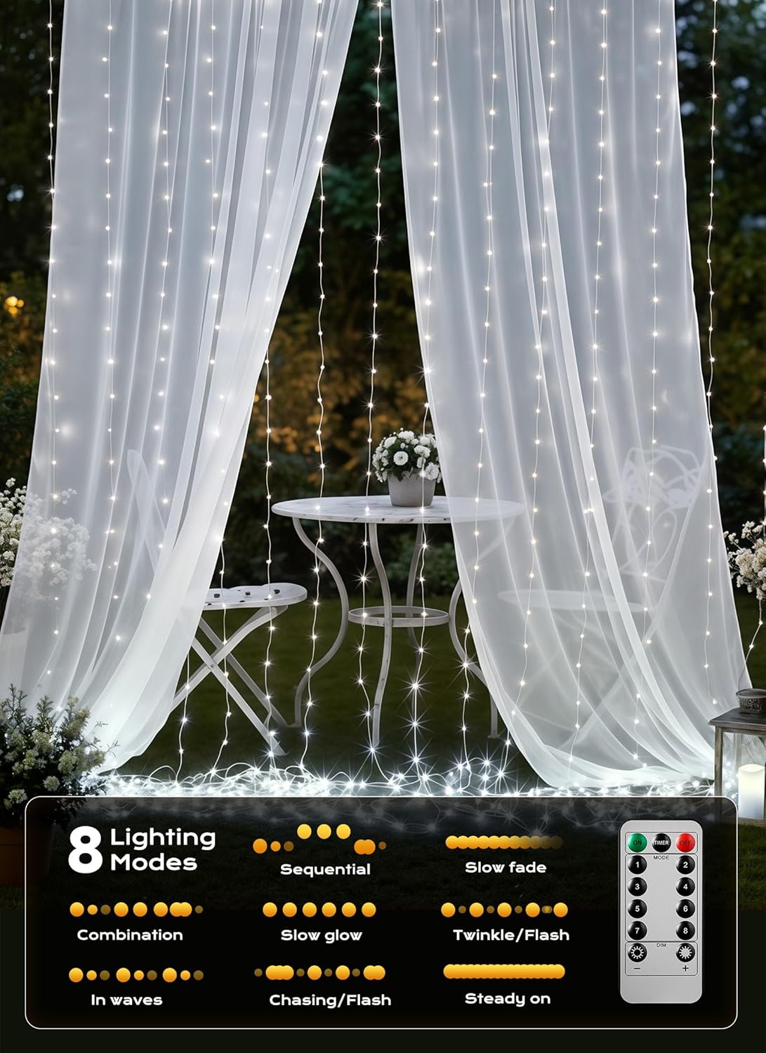 brightown-300-led-9-8-ft-usb-plug-in-curtain-fairy-lights-with-remote-usb-adapte image 3