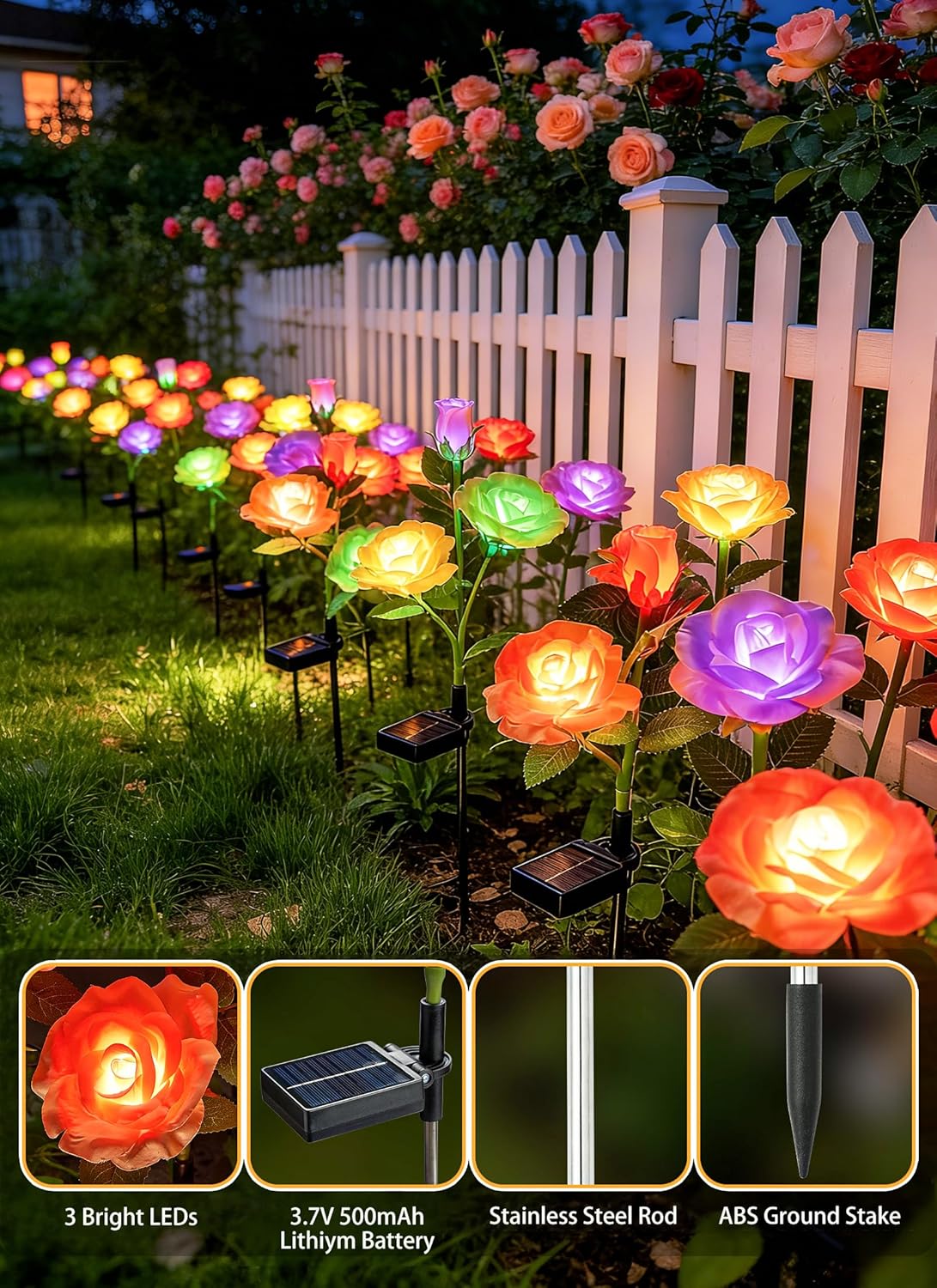 brightown-4-pack-realistic-rose-solar-garden-pathway-lights-with-7-color-changin image 3