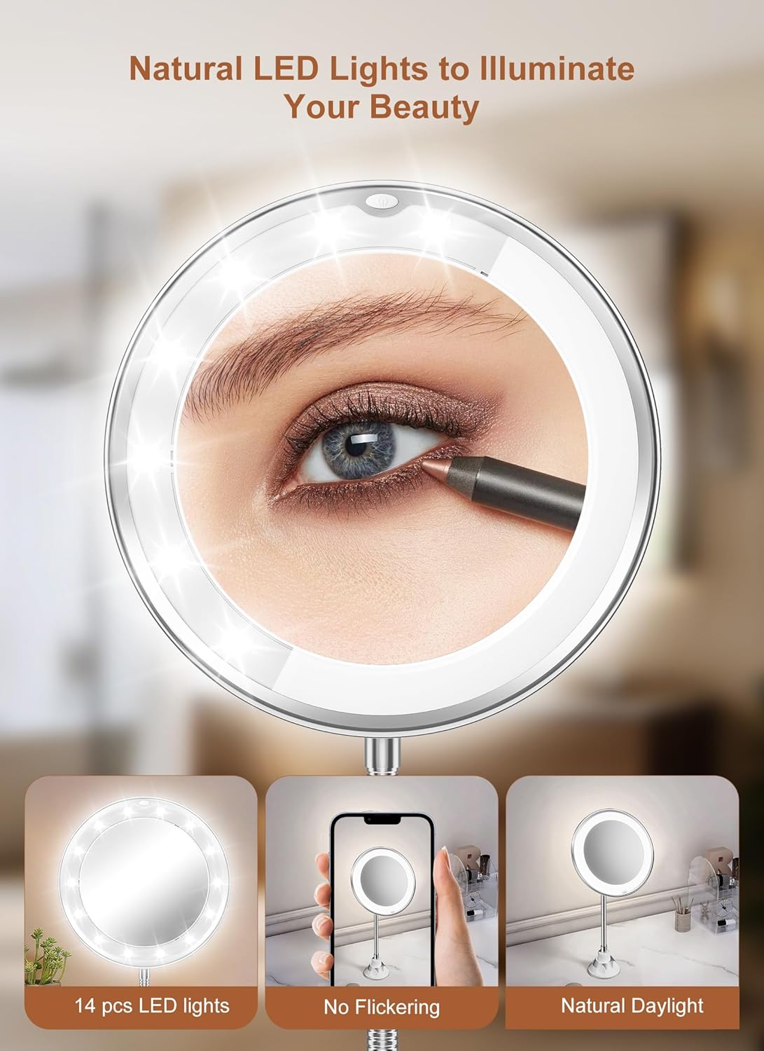 brightown-gooseneck-makeup-mirror-light-with-10x-magnification-battery-operated image 5