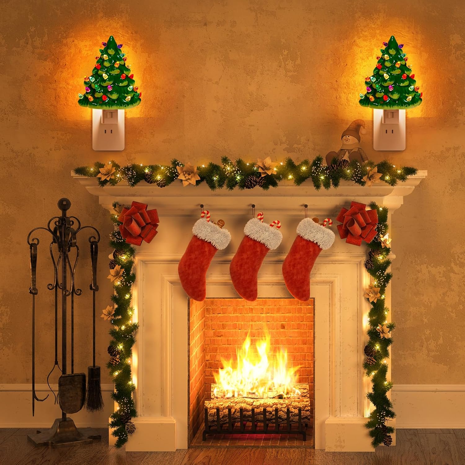 brightown-2-pack-ceramic-christmas-tree-night-lights-6-inch-green image 4
