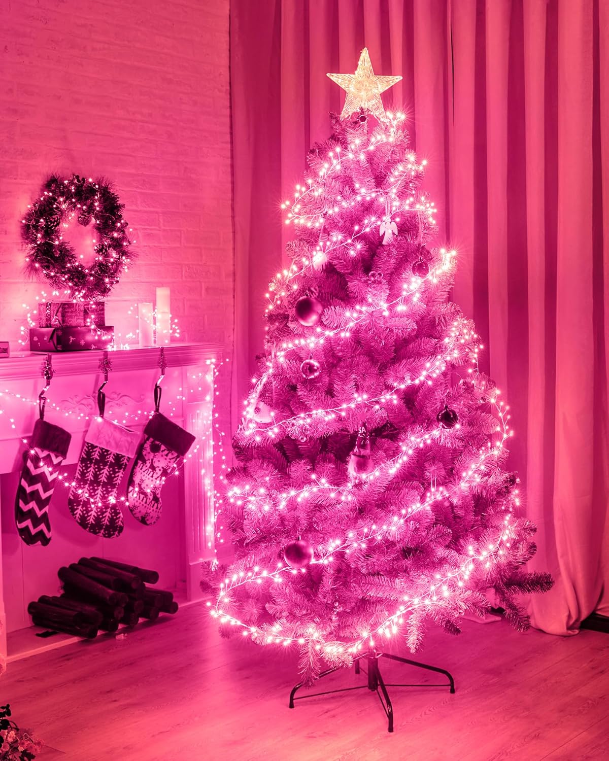 brightown-pink-5ft-60-led-battery-operated-silver-wire-firecracker-lights-for-va image 7