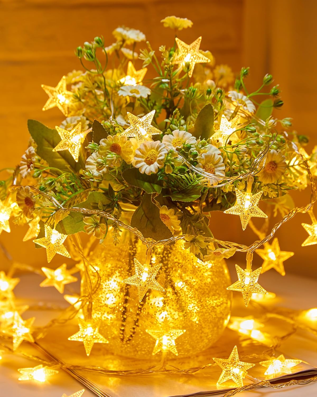 brightown-66ft-plug-in-200-led-warm-white-stars-string-lights-with-remote-for-ho image 2