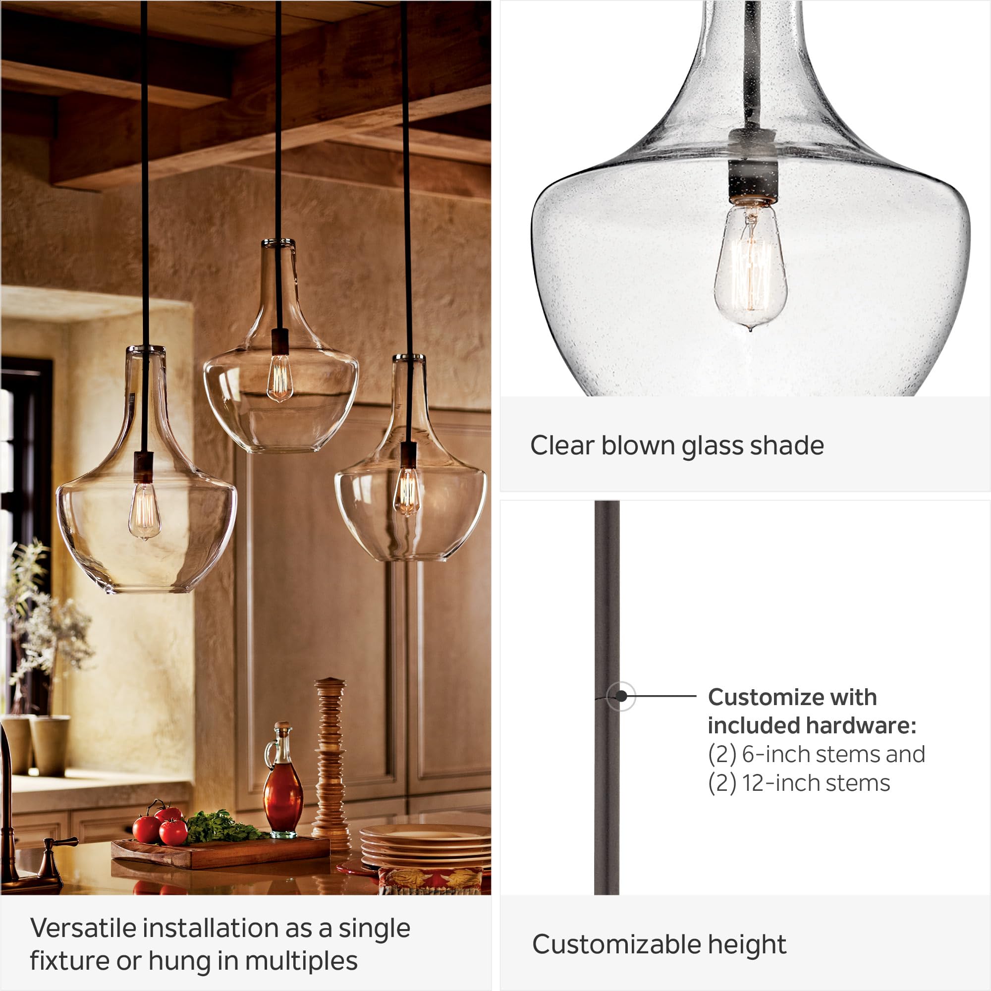 kichler-everly-bell-pendant-light-with-clear-glass-and-olde-bronze-finish image 5