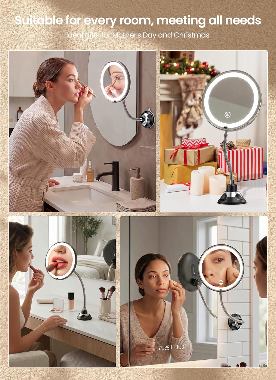 brightown-flexible-gooseneck-battery-operated-10x-magnifying-makeup-mirror-with- image 8