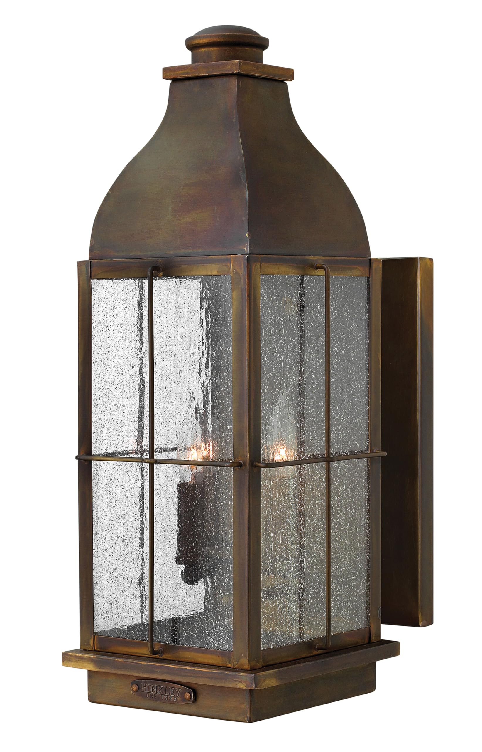 hinkley-bingham-medium-wall-mount-outdoor-lantern-with-sienna-finish-clear-seedy image 1