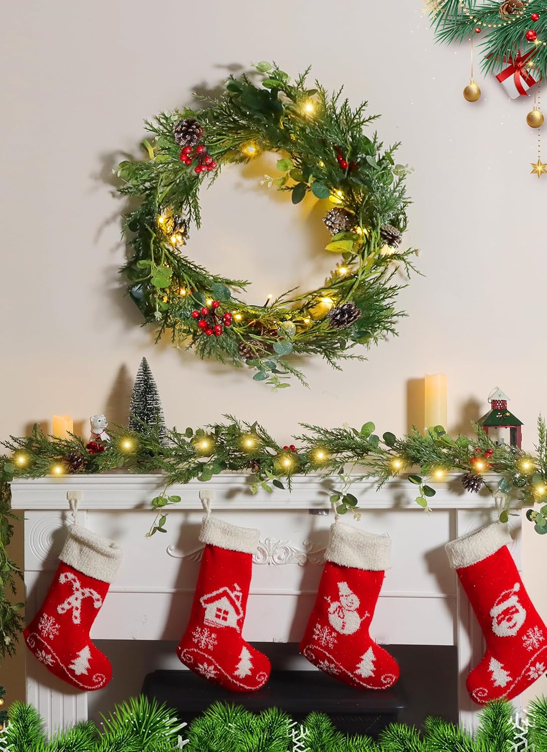 brightown-2-pack-6ft-pre-lit-battery-operated-christmas-garland-with-pine-cones- image 5