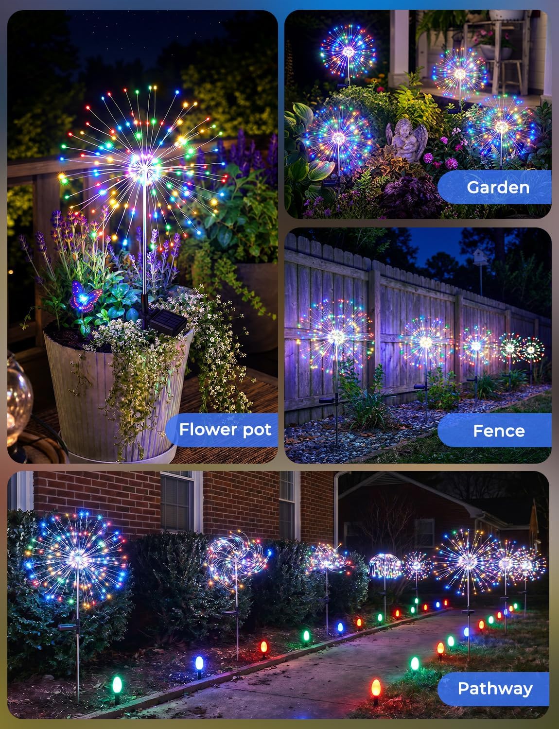 brightown-2-pack-solar-firework-stake-lights-180-led-8-modes-red-yellow-blue-gre image 8