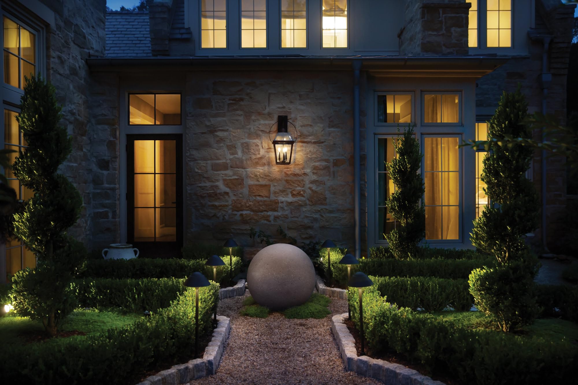 hinkley-nouvelle-30-75-3-light-outdoor-hanging-lantern-blackened-brass-with-blac image 2