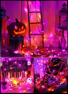 brightown-2-pack-33ft-plug-in-100-led-mini-orange-purple-string-lights-for-hallo image 2