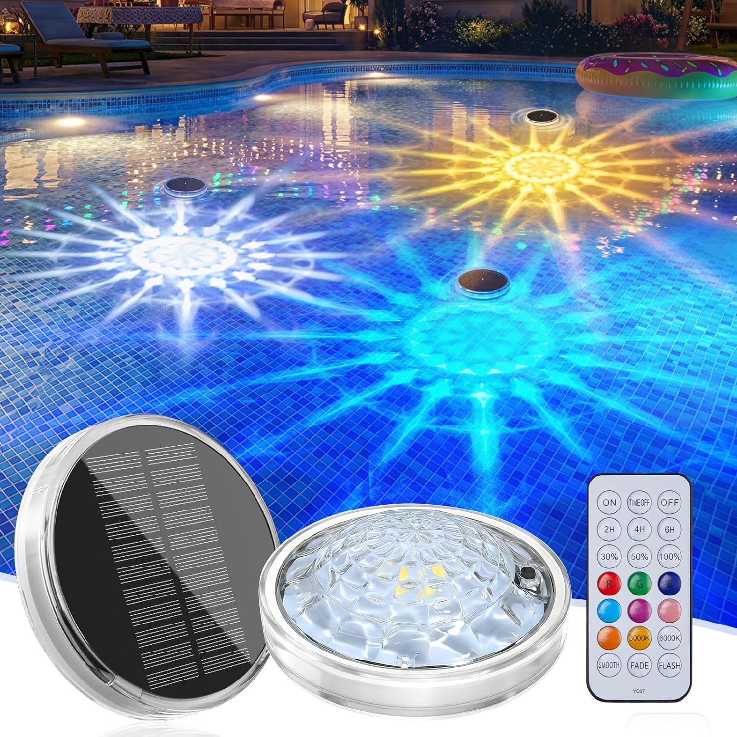 brightown-solar-powered-floating-pool-lights-for-pools-bathtubs-rgbww-with-27-mo image 1