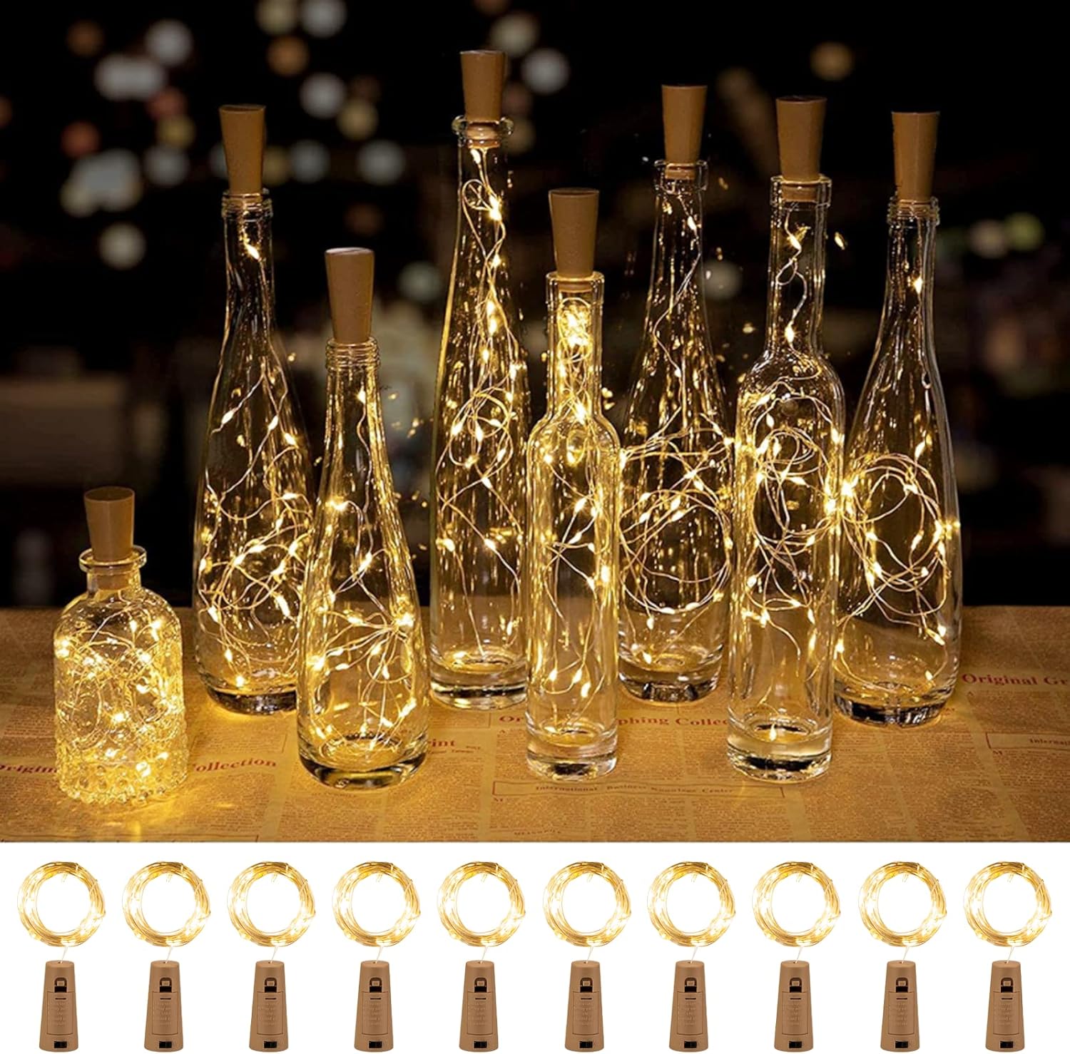 brightown-10-20-pack-20-led-battery-operated-silver-wire-wine-bottle-cork-lights image 1