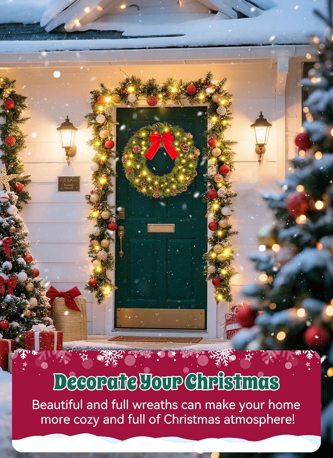 brightown-24-inch-pre-lit-christmas-wreath-for-front-door-ip44-battery-operated- image 5
