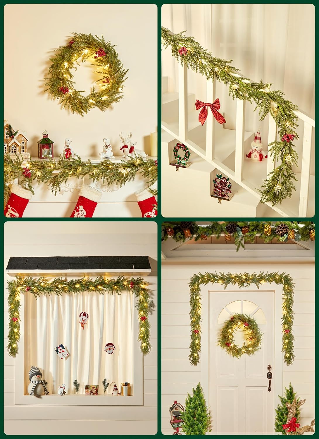 brightown-6ft-battery-operated-christmas-garland-with-20-led-pre-lit-pine-leaves image 3