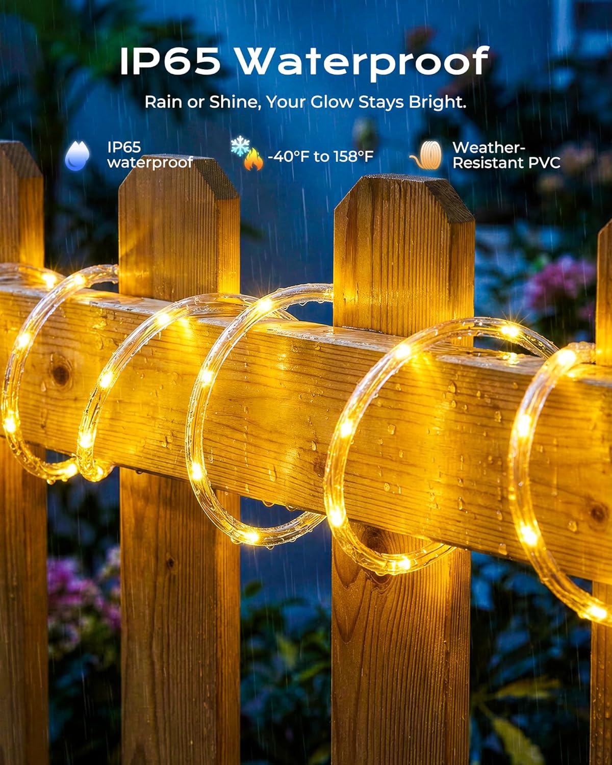brightown-78ft-200-led-solar-rope-lights-2-pack-8-modes-warm-white image 2
