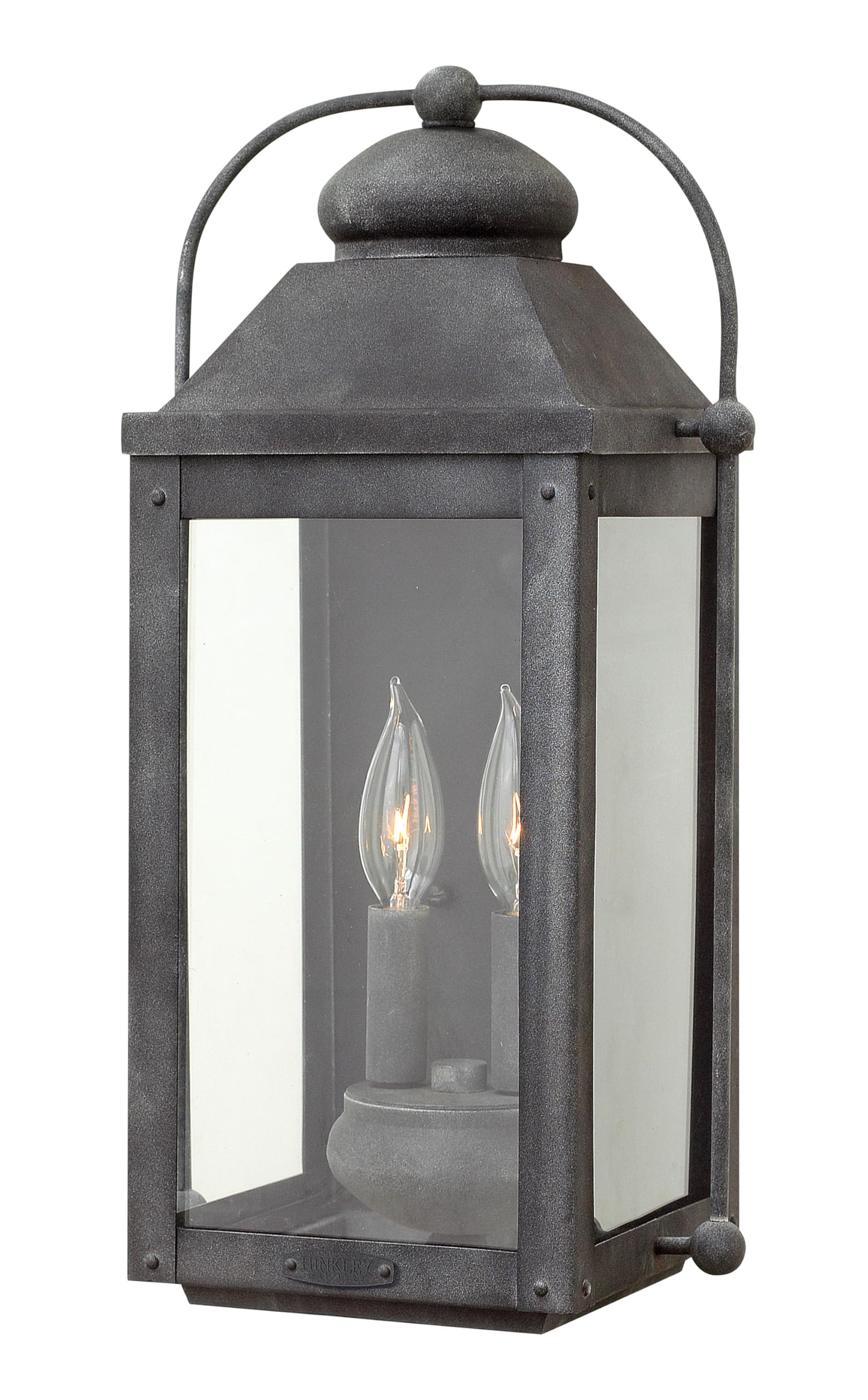 hinkley-anchorage-medium-wall-mount-outdoor-lantern-in-aged-zinc-with-clear-glas image 1