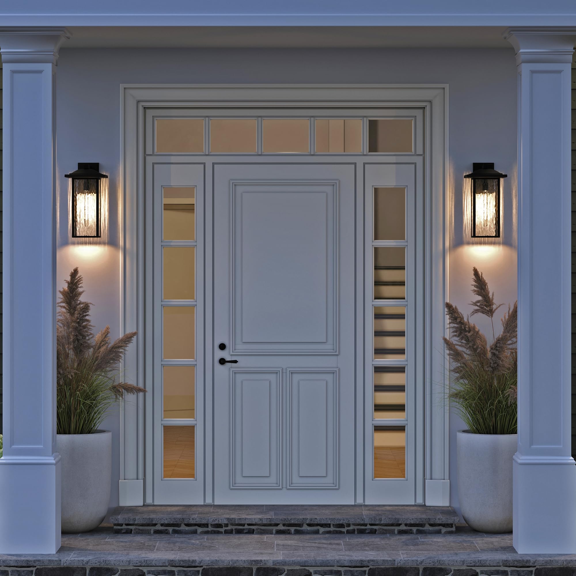 kichler-capanna-outdoor-wall-light-textured-black-water-glass-10-75-x-20-49928bk image 5