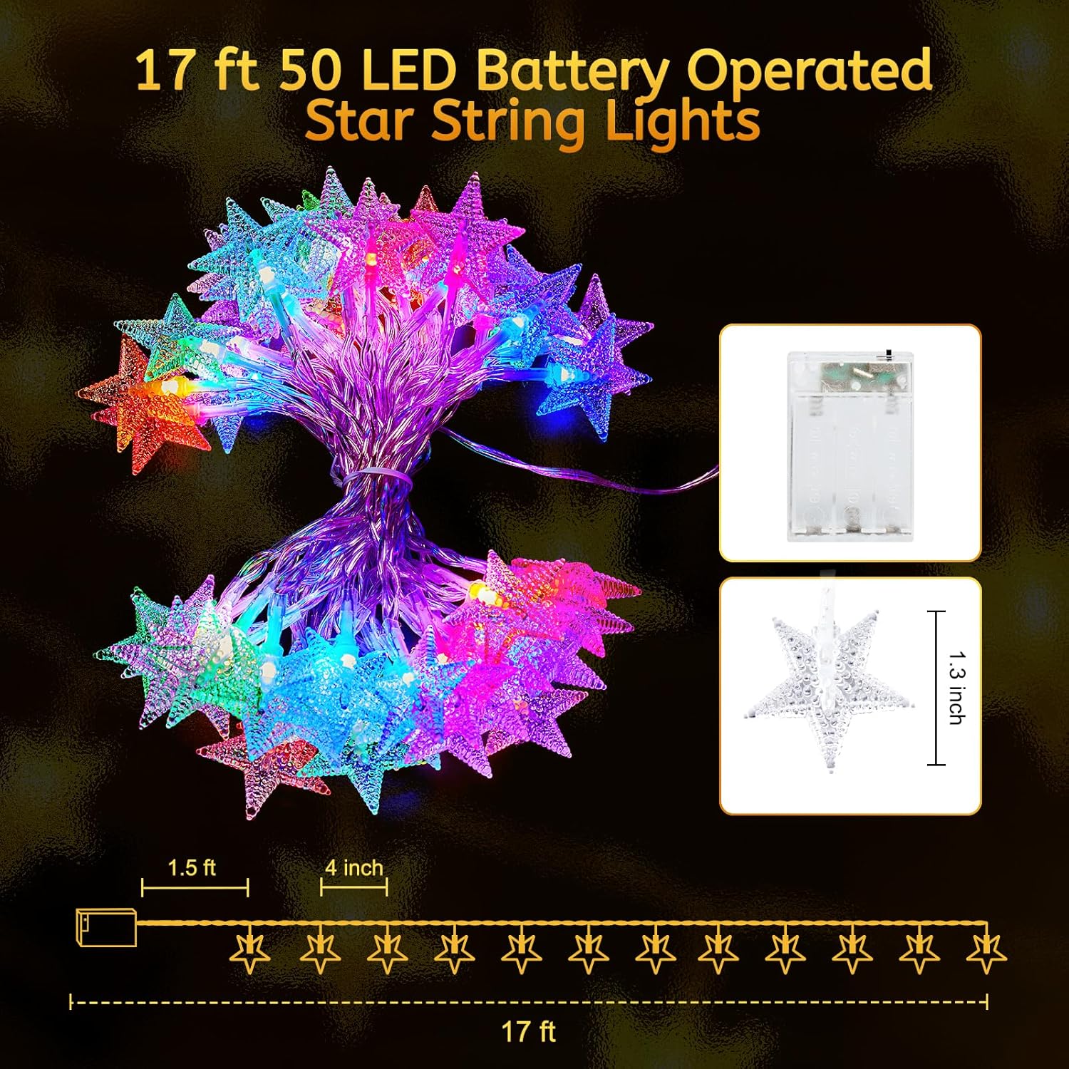brightown-17ft-50-led-battery-operated-star-fairy-lights-with-remote-16-color-ch image 6