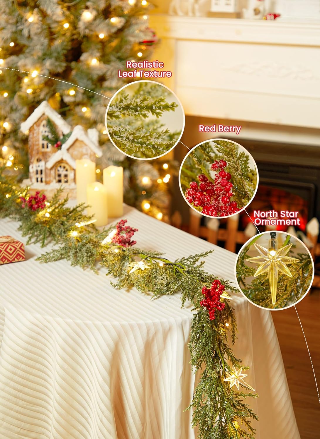 brightown-6ft-battery-operated-christmas-garland-with-20-led-pre-lit-pine-leaves image 4