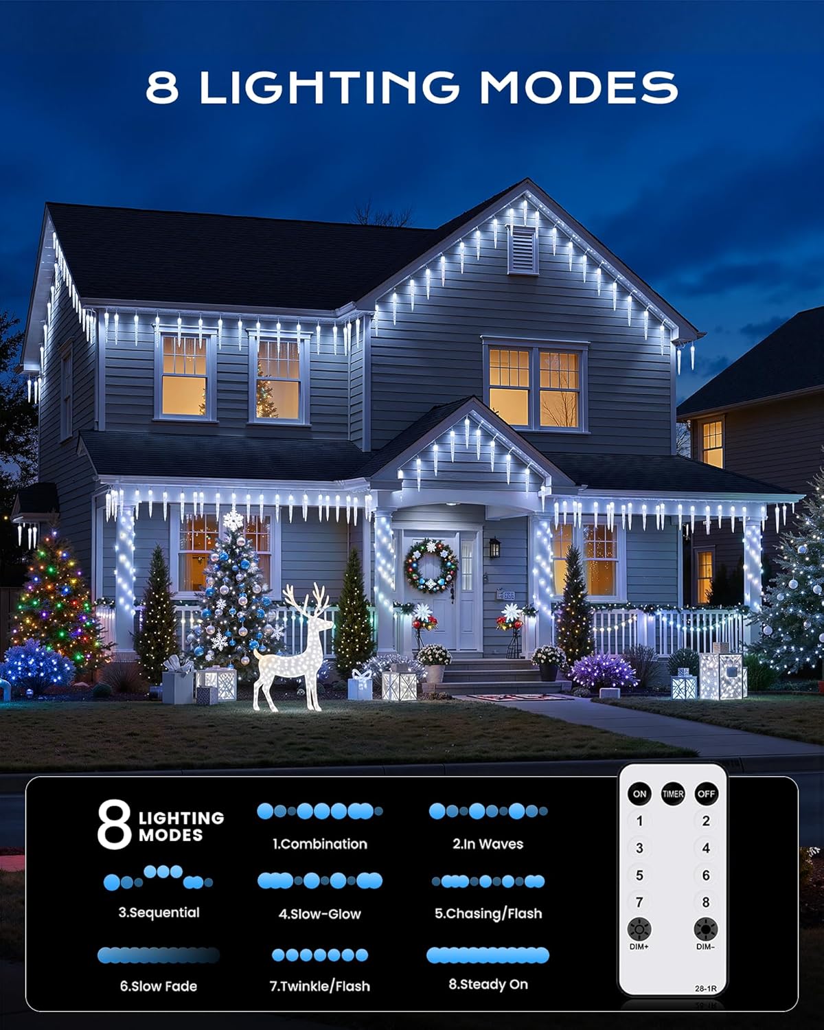 brightown-20ft-20-tubes-100-led-cool-white-christmas-icicle-lights-with-remote image 3
