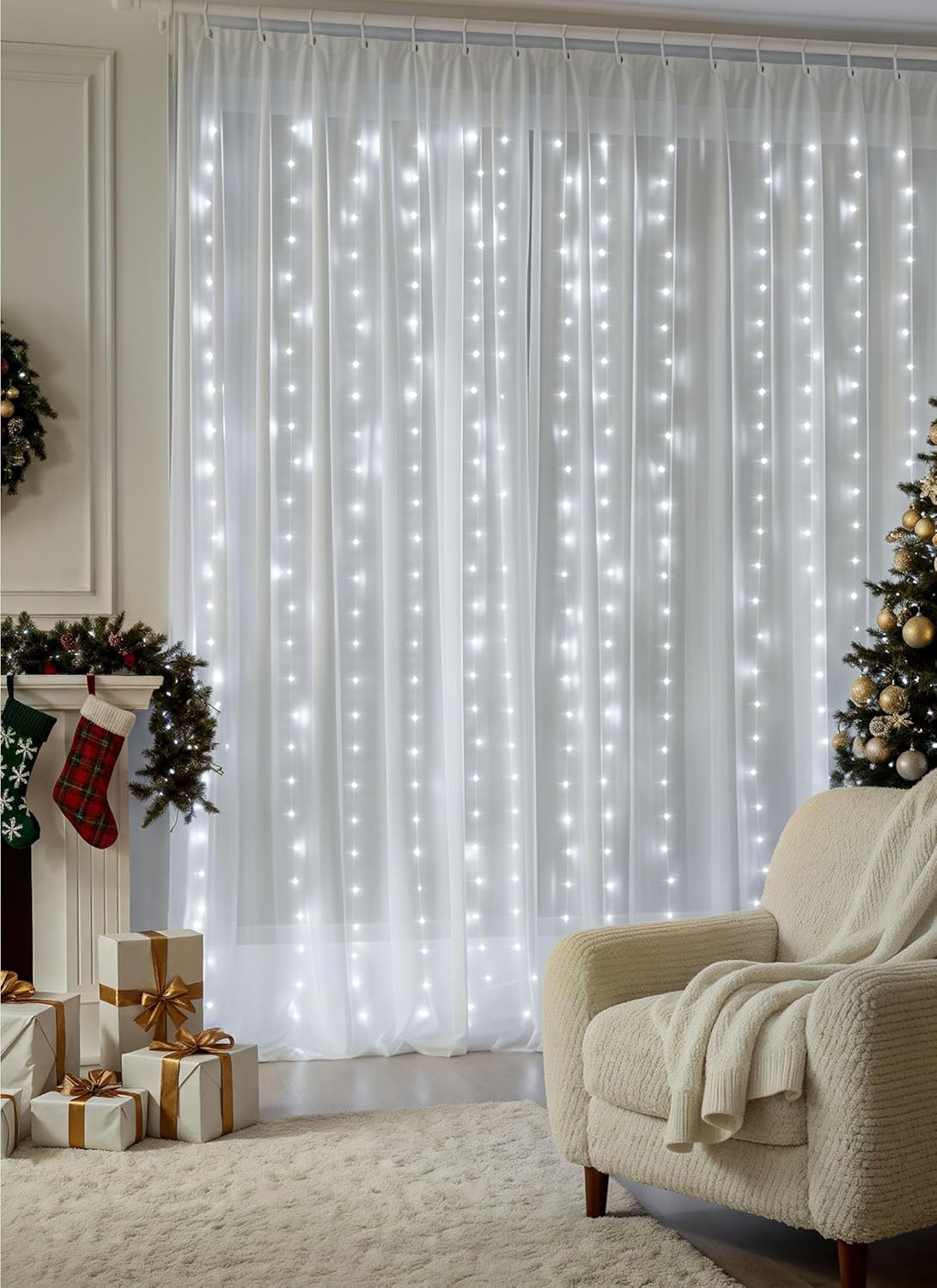 brightown-300-led-9-8-ft-usb-plug-in-curtain-fairy-lights-with-remote-usb-adapte image 2