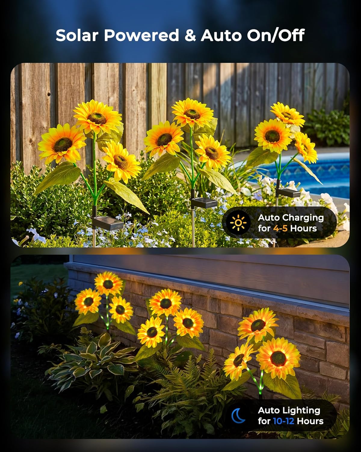 brightown-3-pack-solar-powered-sunflower-stake-lights-with-42-warm-white-leds-fo image 4