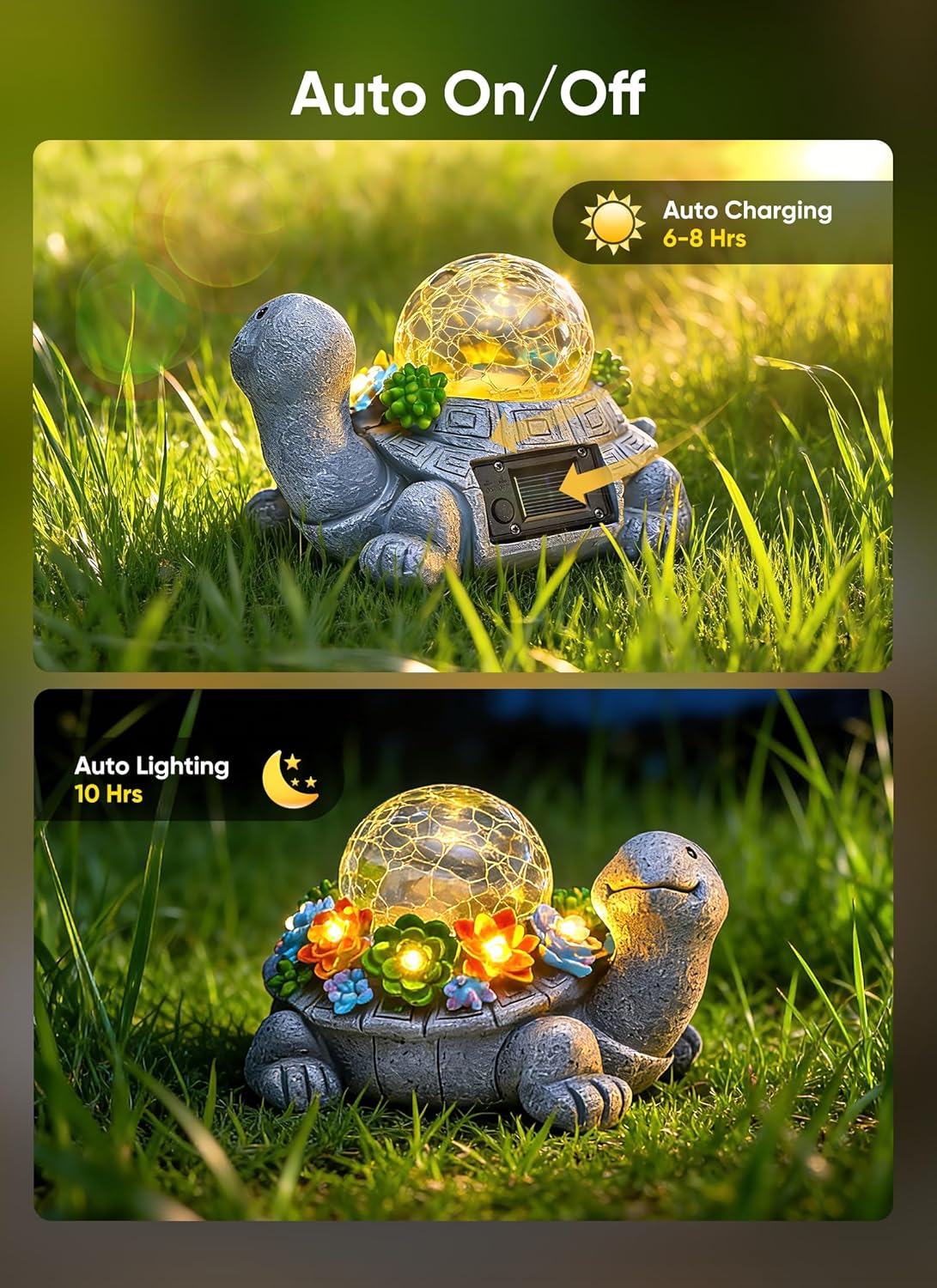 brightown-solar-powered-turtle-statue-with-5-succulent-led-lights-for-garden-bac image 4