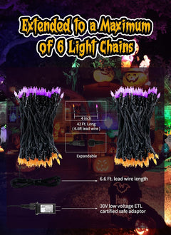 brightown-39ft-plug-in-100-led-mini-orange-purple-halloween-christmas-string-lig image 2