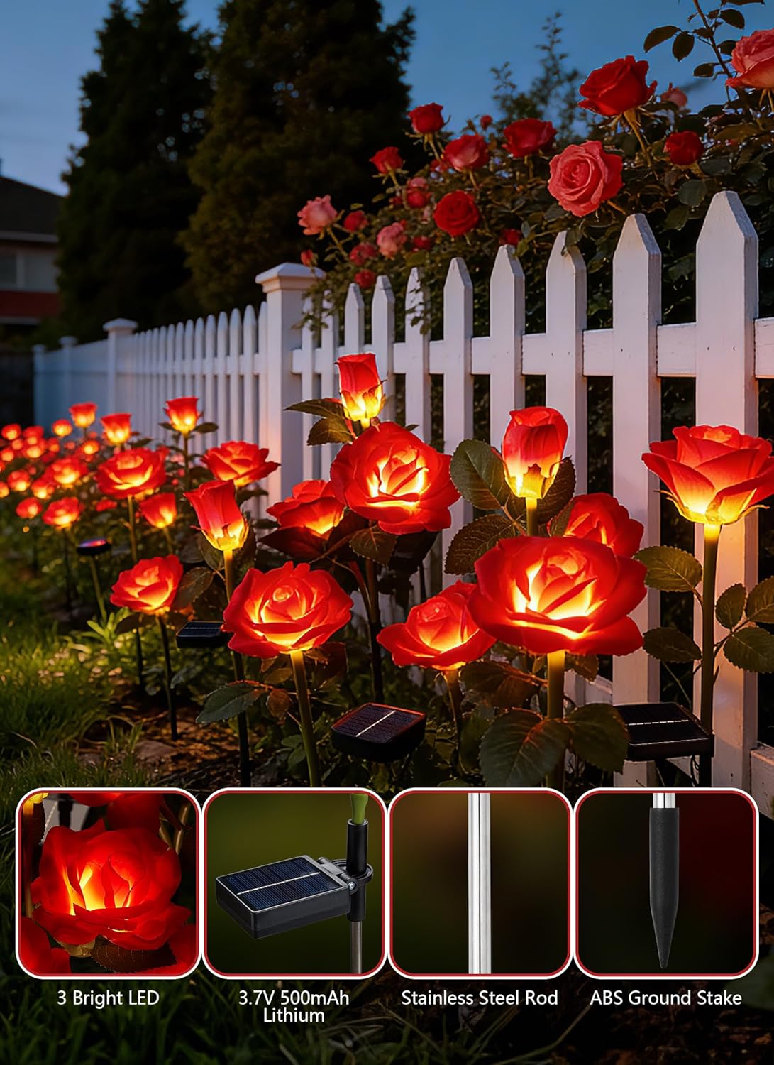 brightown-4-pack-realistic-red-rose-solar-garden-pathway-lights-with-adjustable- image 3