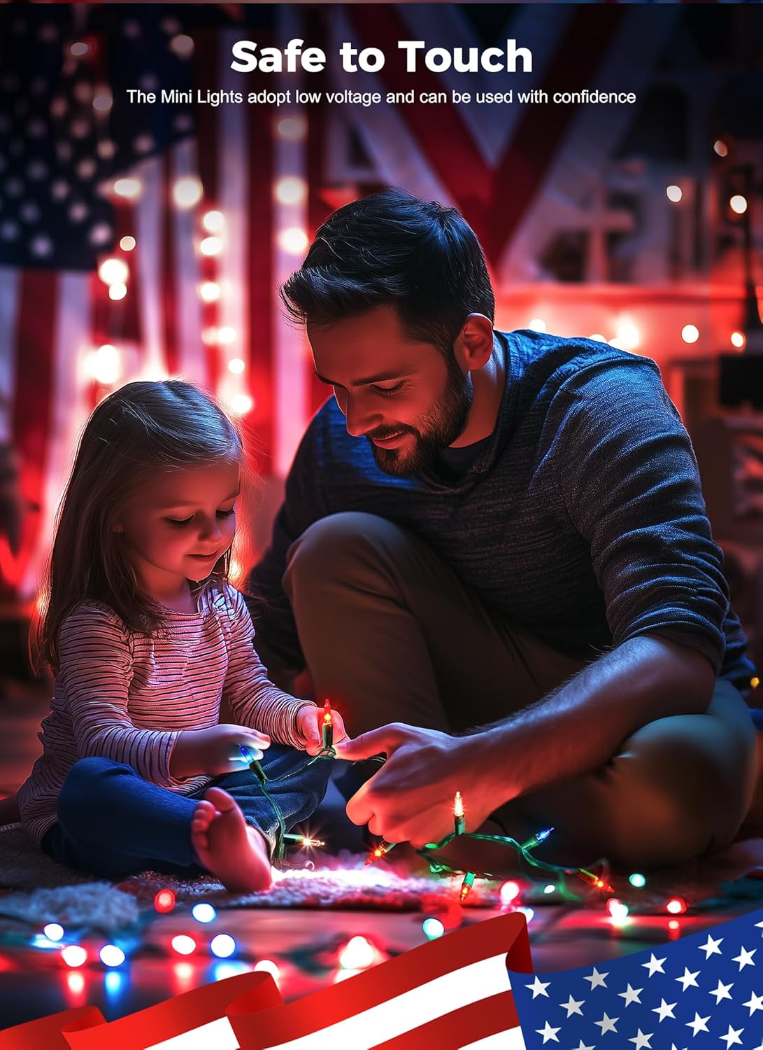 brightown-13ft-50-led-plug-in-red-white-blue-mini-bulbs-string-lights-green-wire image 3