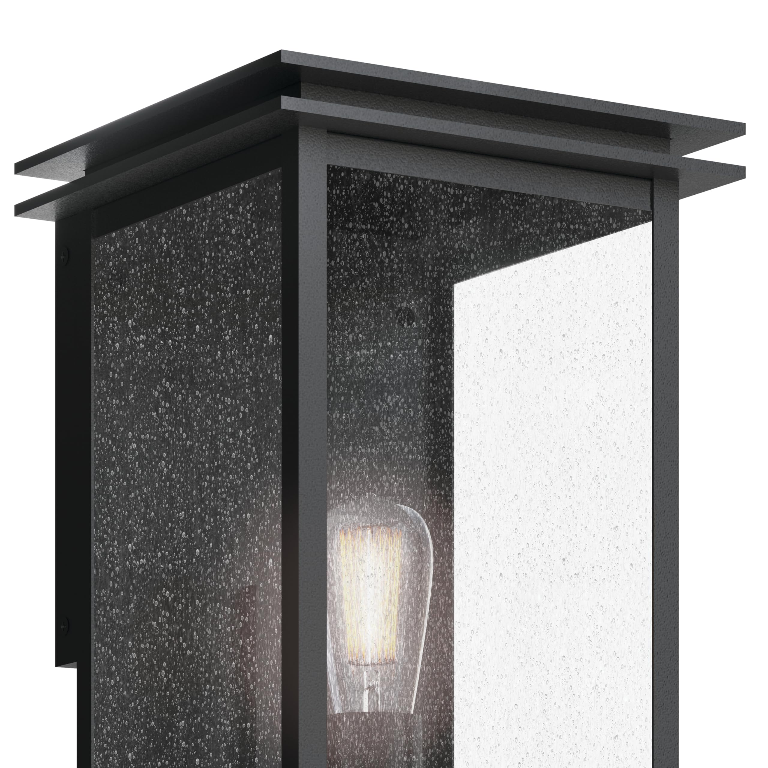 kichler-arkville-outdoor-wall-light-textured-black-clear-seeded-glass-8-5-x-14 image 4