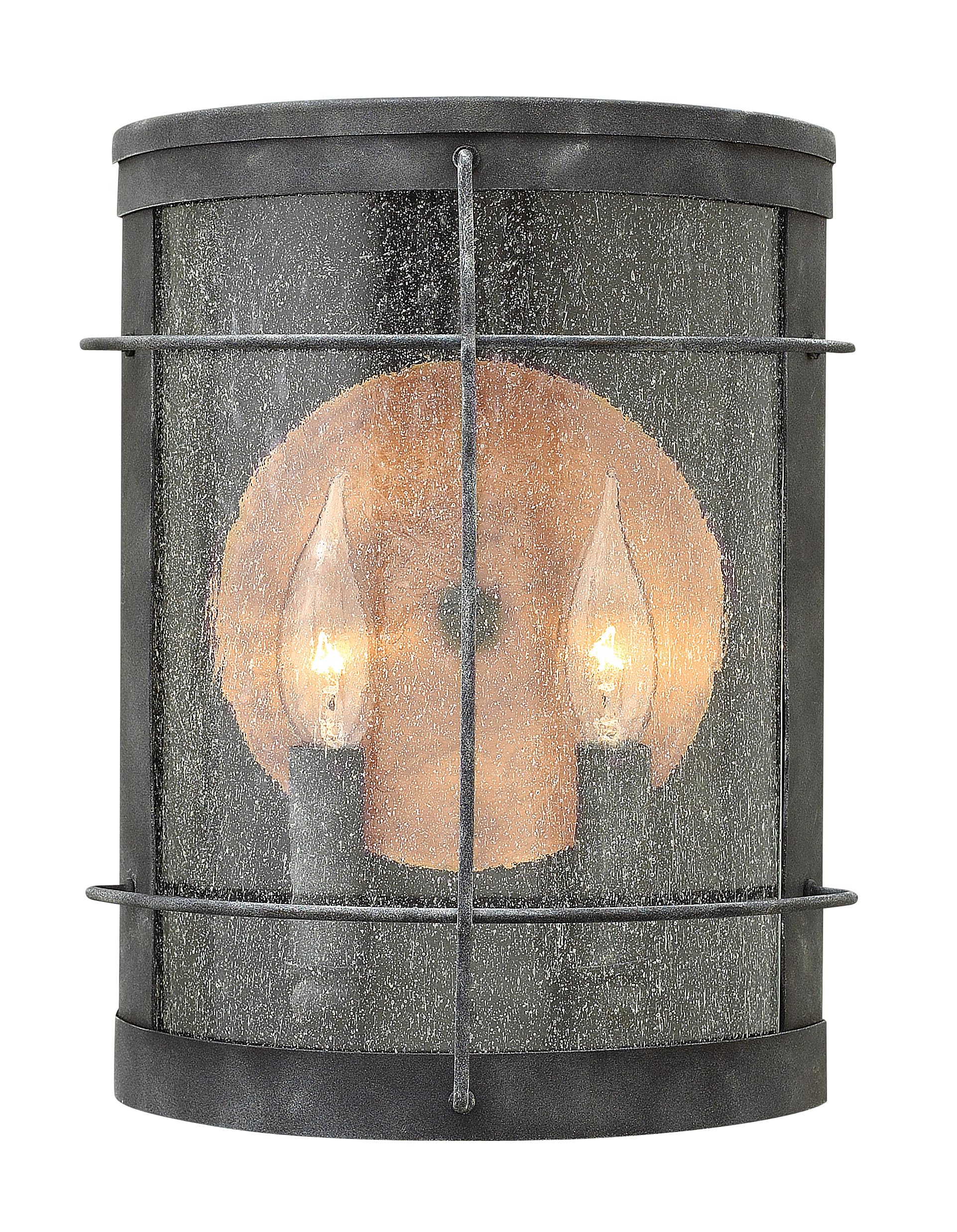 hinkley-newport-collection-two-light-small-outdoor-wall-mount-aged-zinc image 1