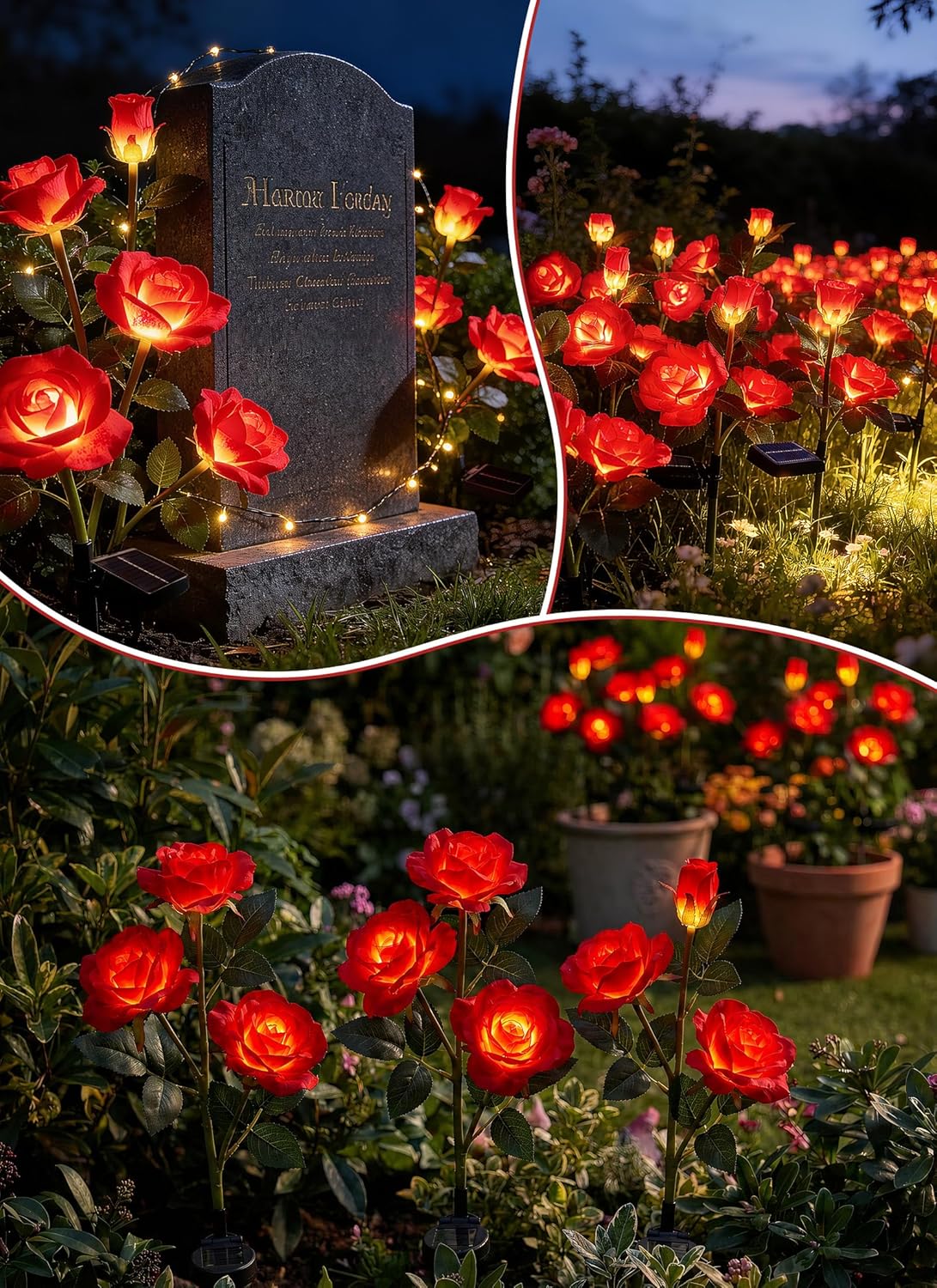 brightown-4-pack-realistic-red-rose-solar-garden-pathway-lights-with-adjustable- image 6
