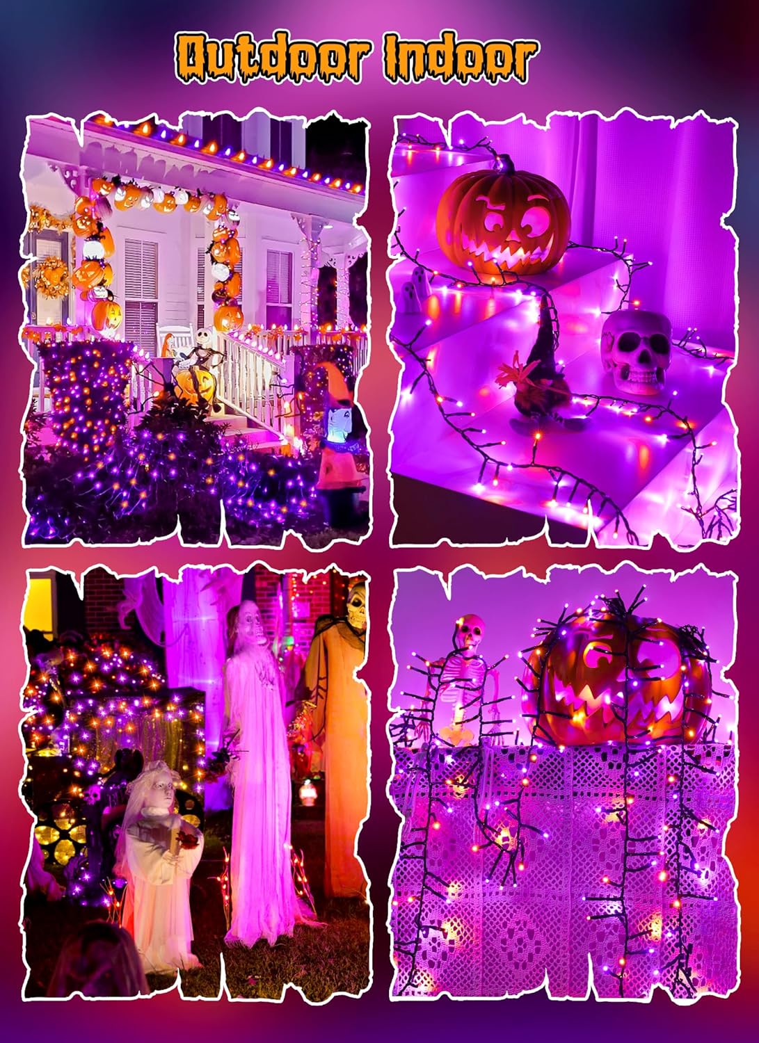 brightown-10ft-120-led-halloween-string-lights-battery-operated-orange-purple-8- image 4