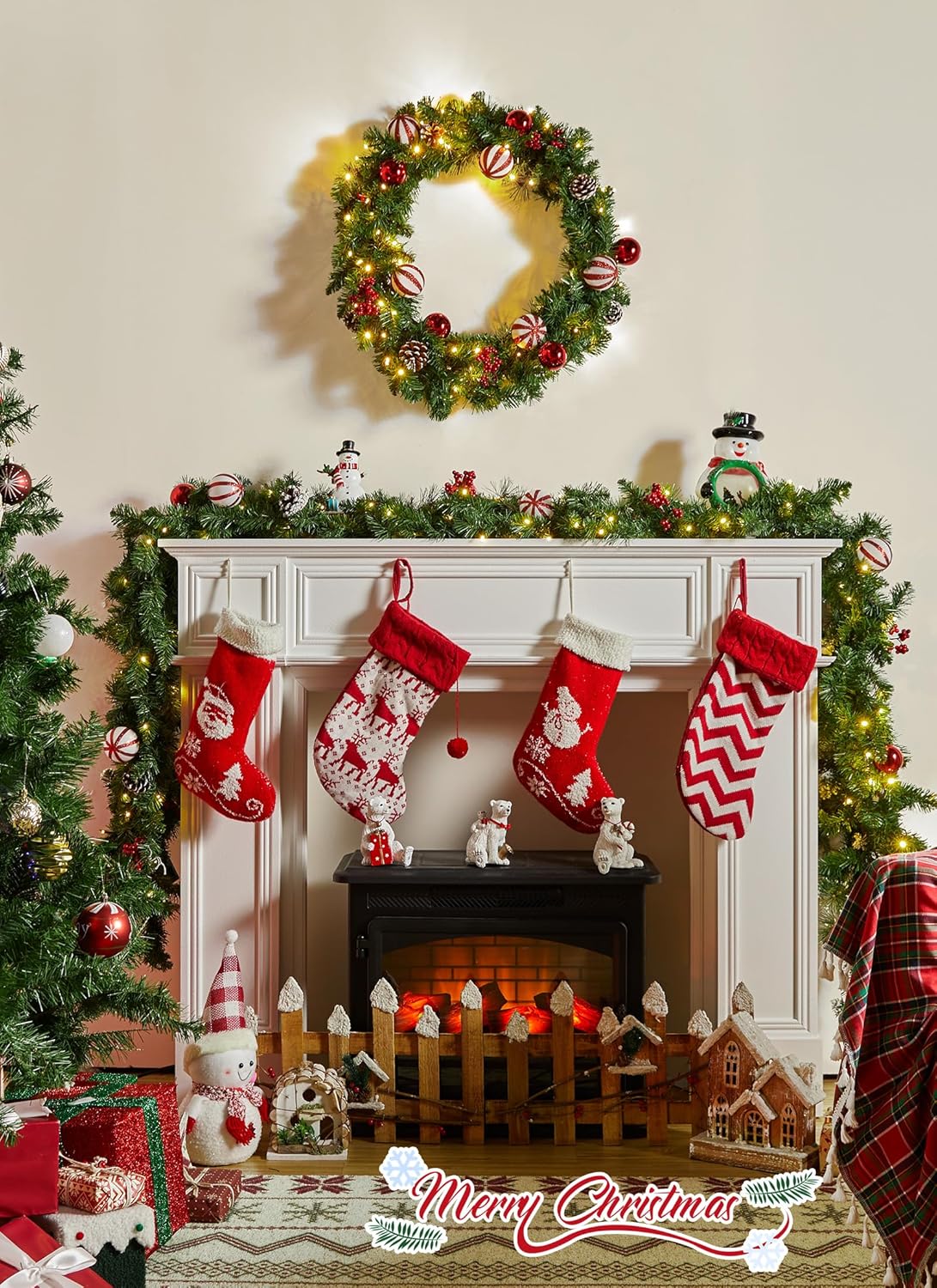 brightown-9ft-battery-operated-christmas-garland-with-100-led-warm-white-lights- image 4