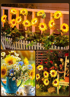 brightown-4-pack-realistic-sunflowers-solar-powered-garden-pathway-lights-with-s image 2