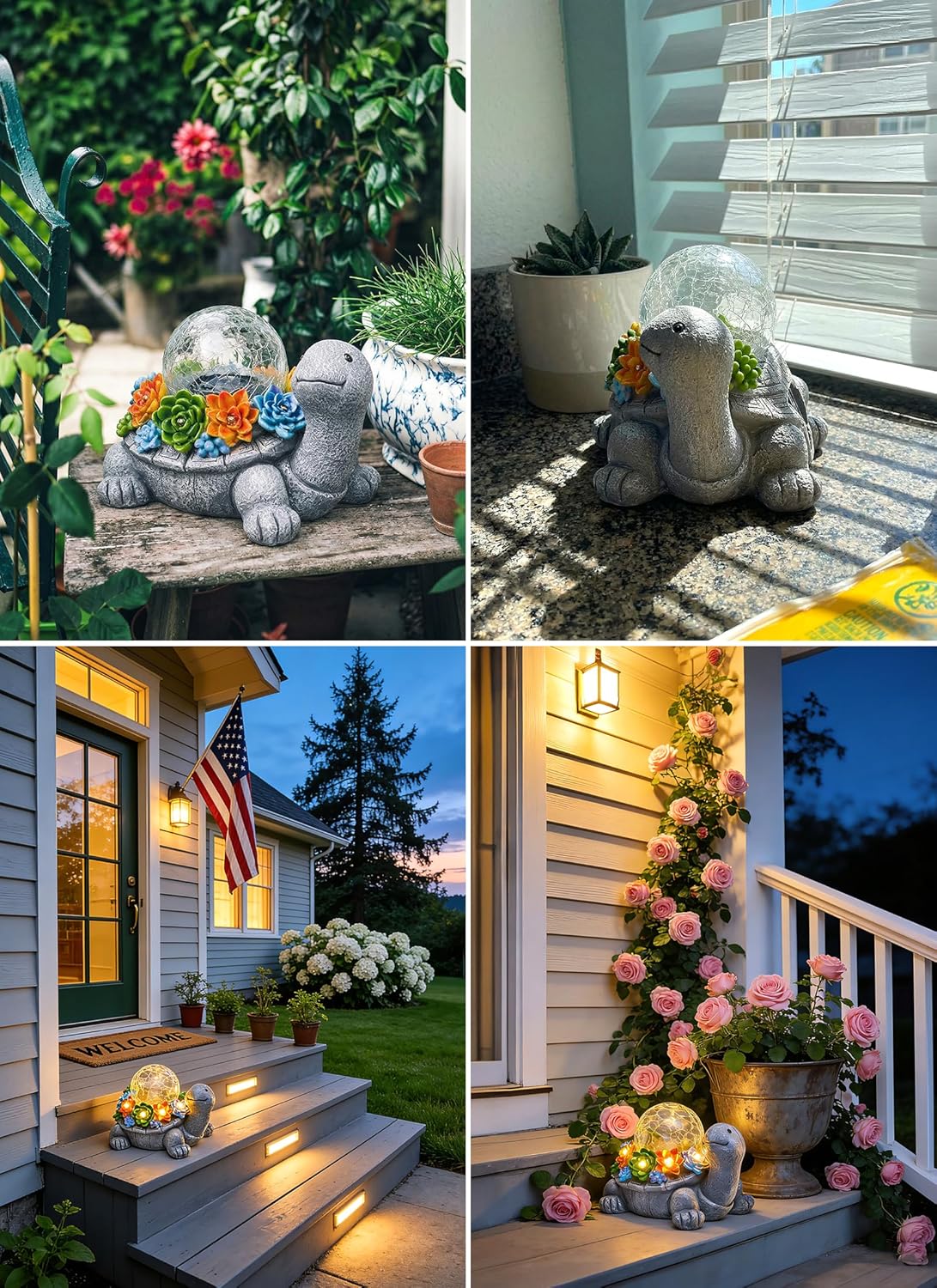 brightown-solar-powered-turtle-statue-with-5-succulent-led-lights-for-garden-bac image 7
