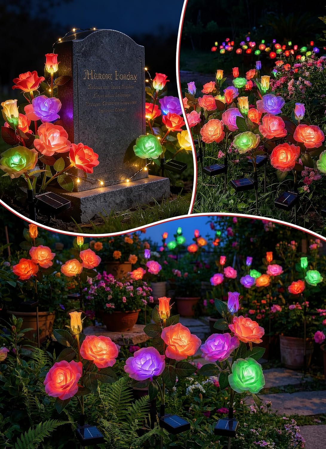 brightown-4-pack-realistic-rose-solar-garden-pathway-lights-with-7-color-changin image 8