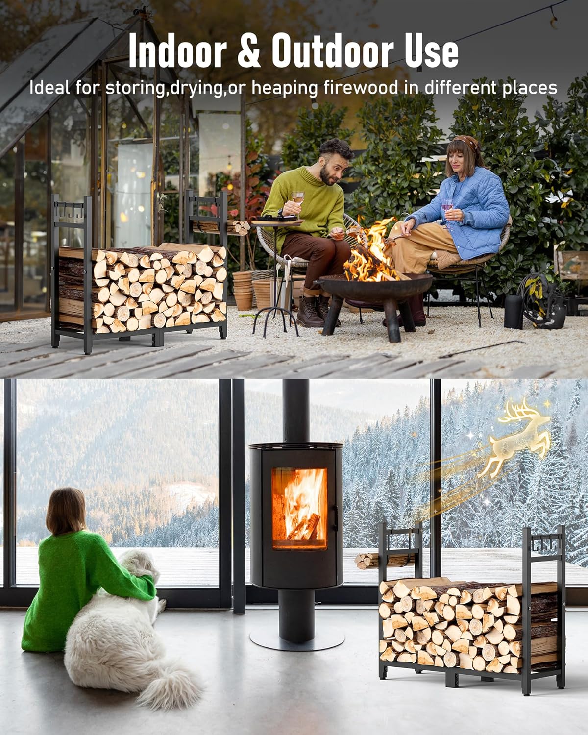brightown-heavy-duty-firewood-rack-black-adjustable-feet-holds-1-4-face-cord-inc image 7