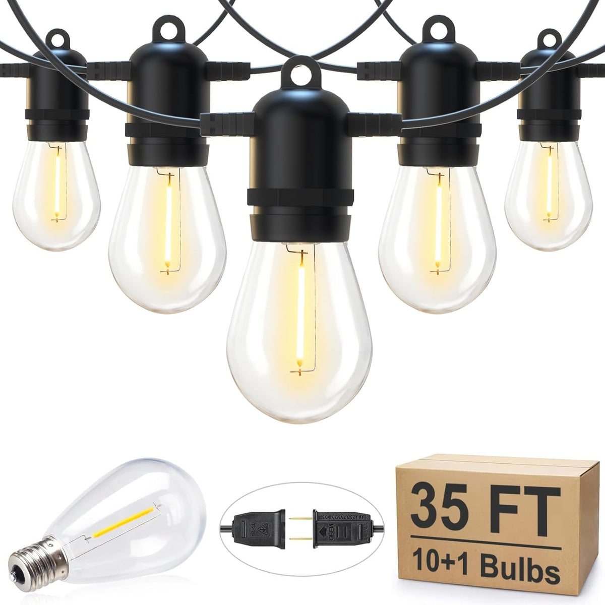 brightown-35ft-plug-in-11-shatterproof-edison-bulbs-string-lights-for-porch-pati image 1