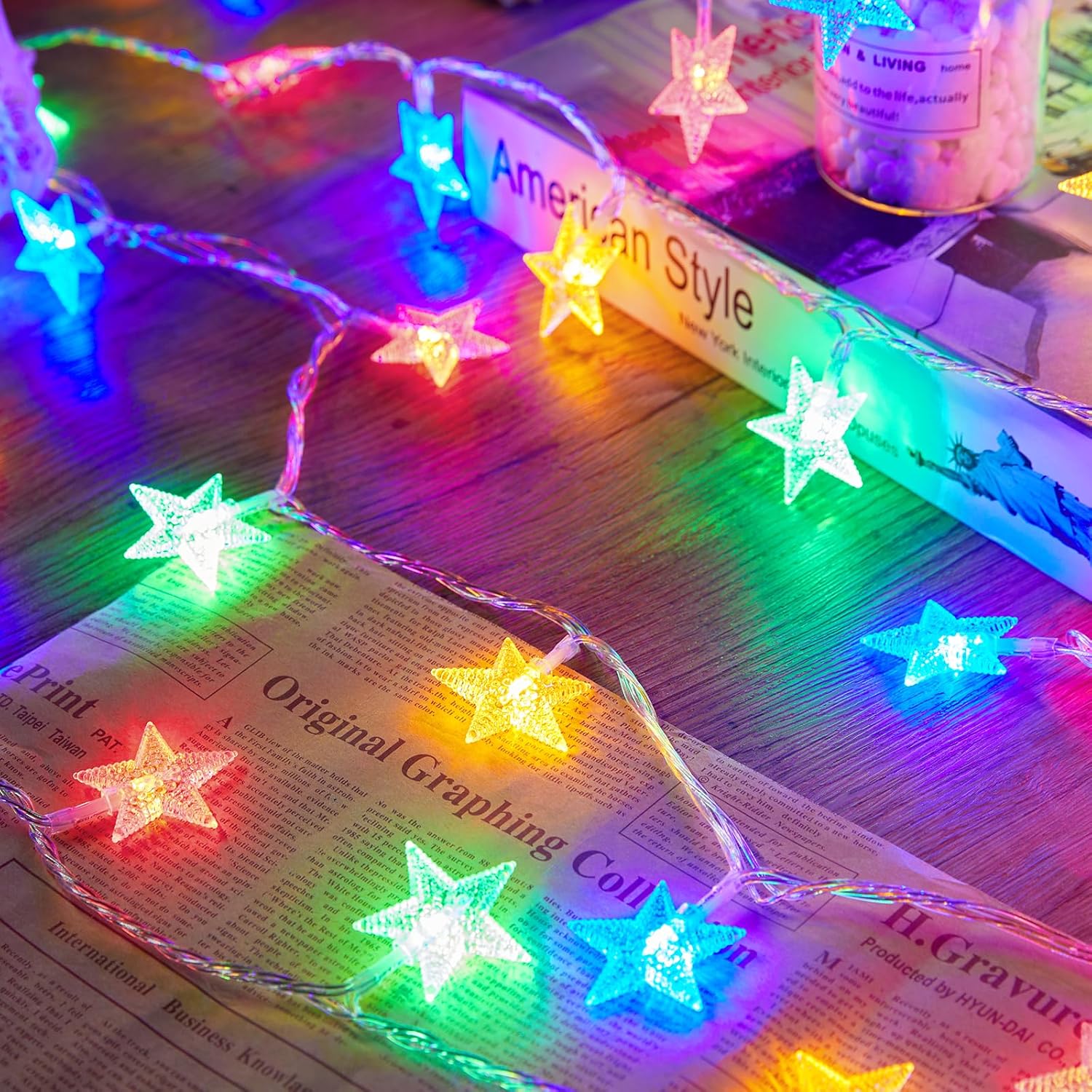 brightown-50-led-battery-operated-star-string-lights-17-ft-multi-color-with-time image 1