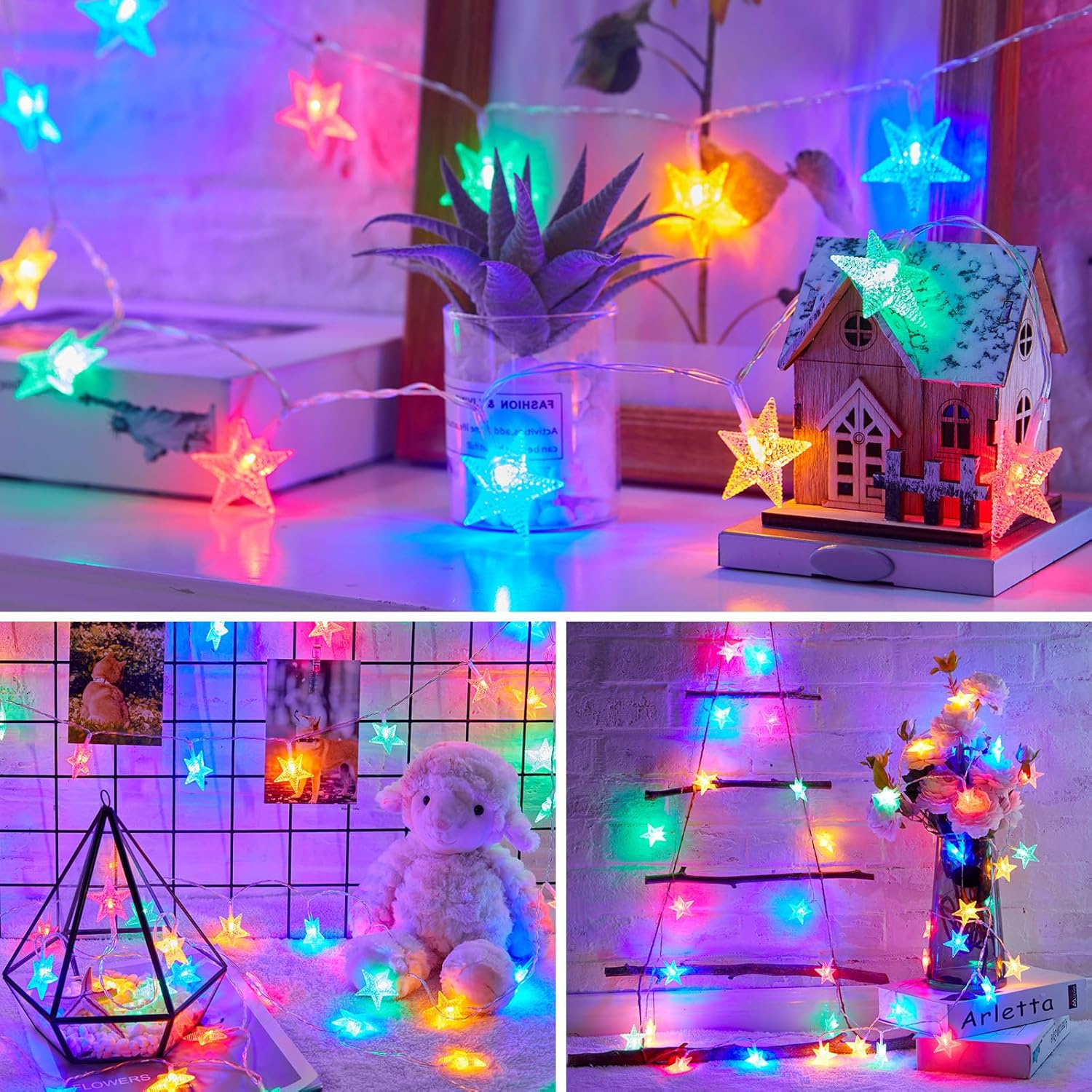 brightown-50-led-battery-operated-star-string-lights-17-ft-multi-color-with-time image 5