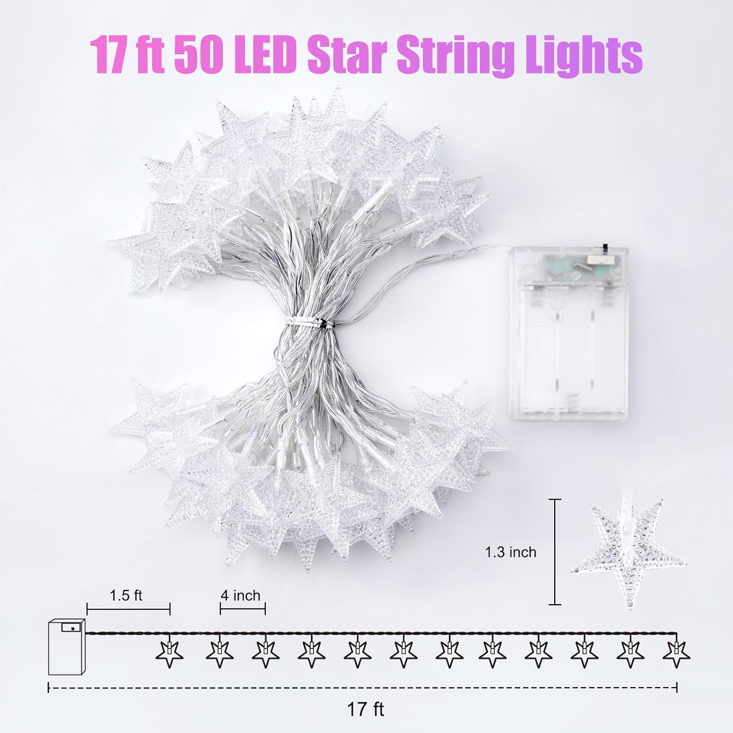 brightown-50-led-battery-operated-star-string-lights-17-ft-multi-color-with-time image 7